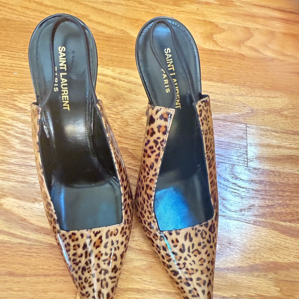 Saint Laurent Raven 120mm Leopard-Print Slingback Pumps
Retail $1,070 - Picture 5 of 8
